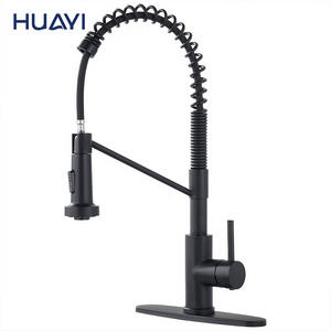 Huayi Stainless Steel Sink Tap Black Commercial Kitchen Faucet with Pull Down Sprayer