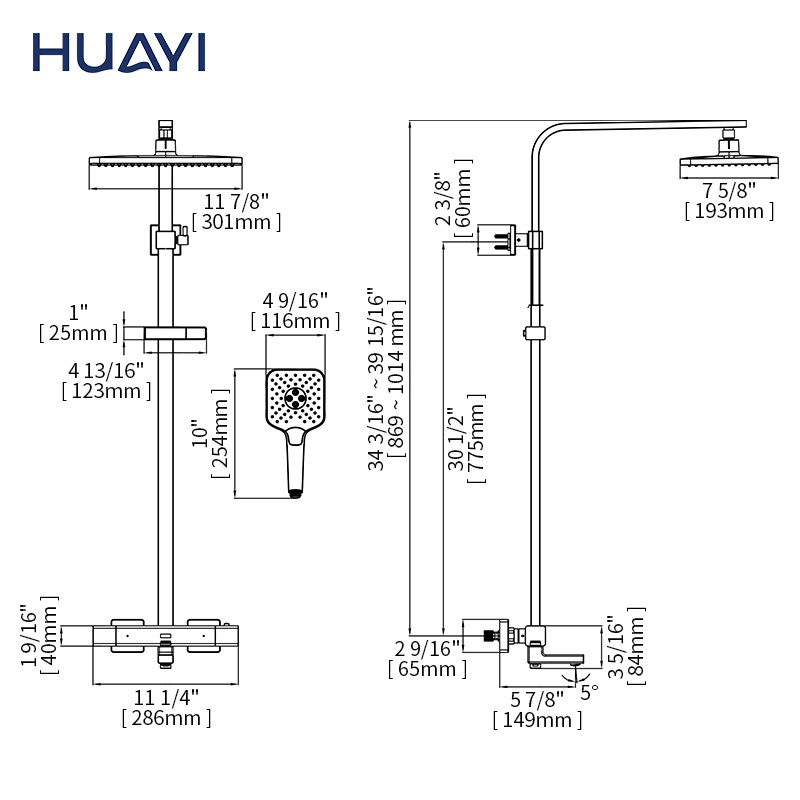 Huayi UPC CUPC Alloy  constant temperature Bathroom shower set faucet