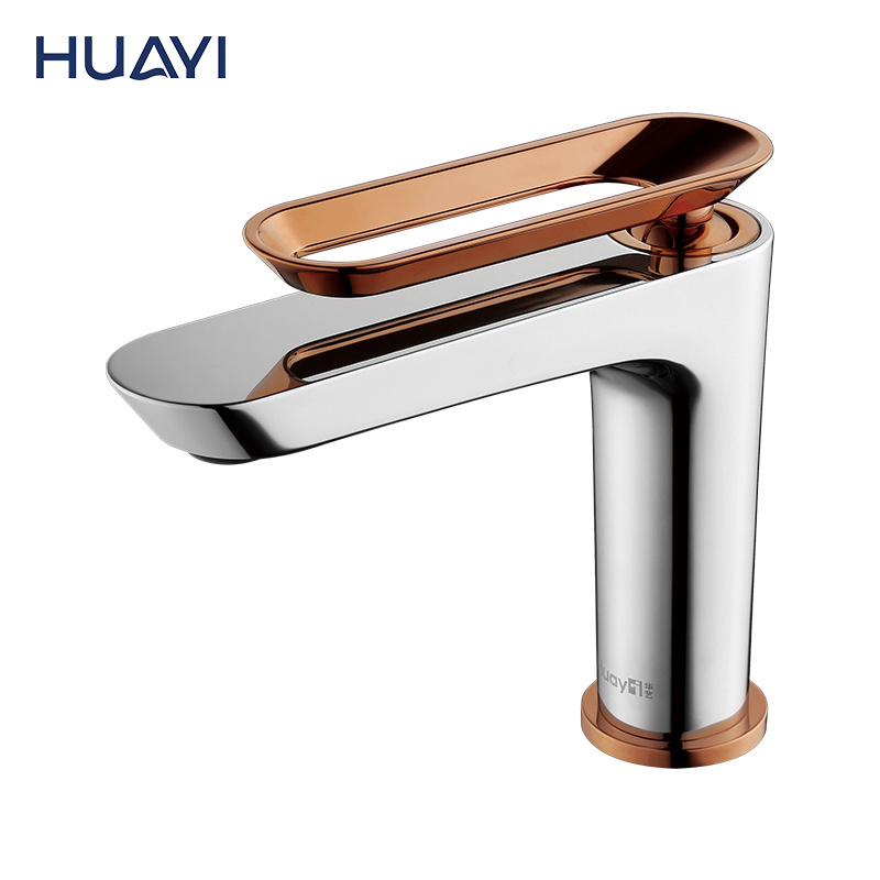 Huayi washbasin bathroom hand wash mixer single hole deck mounted basin faucet