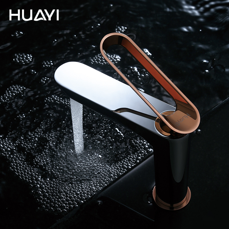 Huayi washbasin bathroom hand wash mixer single hole deck mounted basin faucet