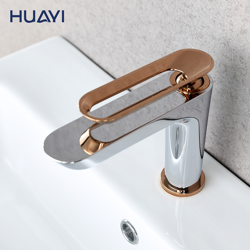 Huayi washbasin bathroom hand wash mixer single hole deck mounted basin faucet