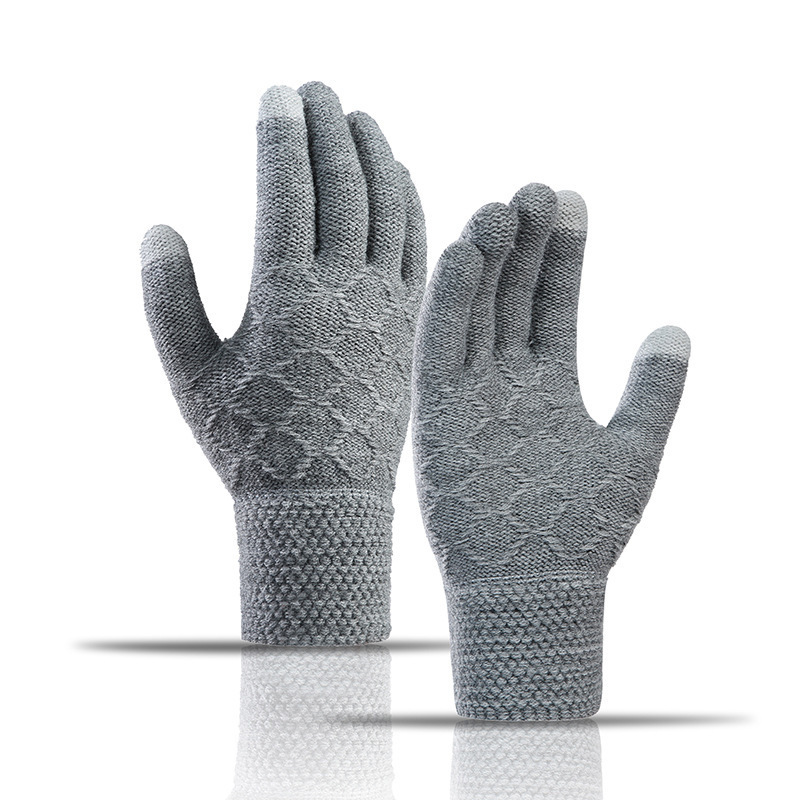 Custom Logo Touchscreen Warm Gloves Winter Men Women Touch Screen Tactical Gloves Jacquard Knitted Winter Gloves Touchscreen