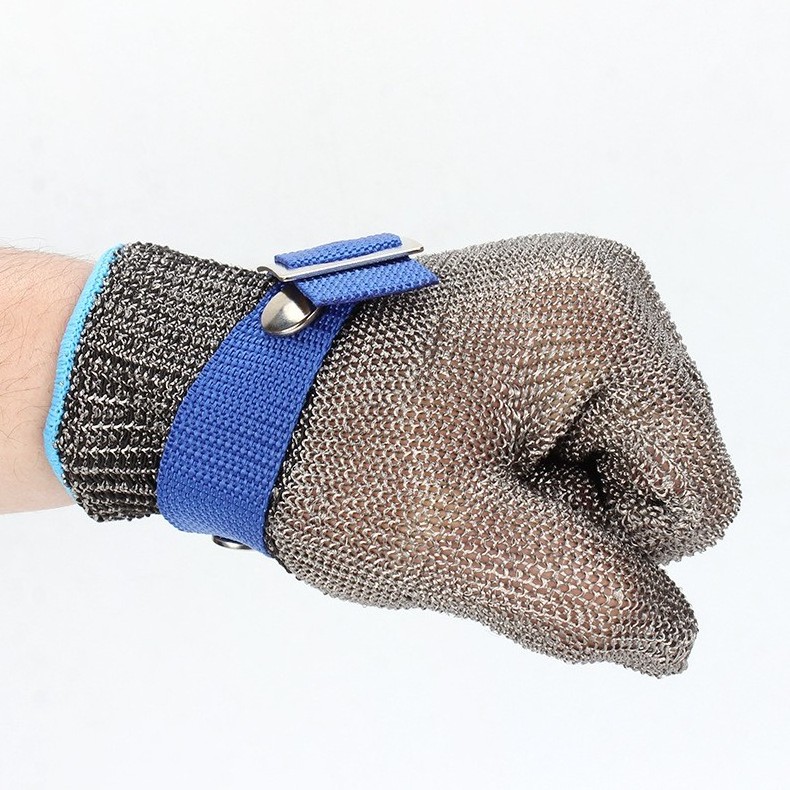 High Performance Level 5 Protection Stainless Steel Wire Mesh Butcher Gloves Sheet Metal Cut Resistant Gloves