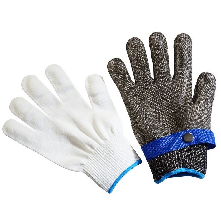 High Performance Level 5 Protection Stainless Steel Wire Mesh Butcher Gloves Sheet Metal Cut Resistant Gloves