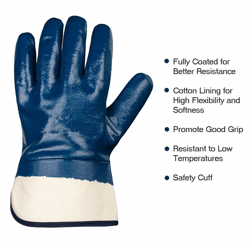 Jersey Liner Shell Fully Nitrile Coated Oilfield Working Glove Labor Protection Oil Resistant Nitrile Heavy Duty Safety Gloves