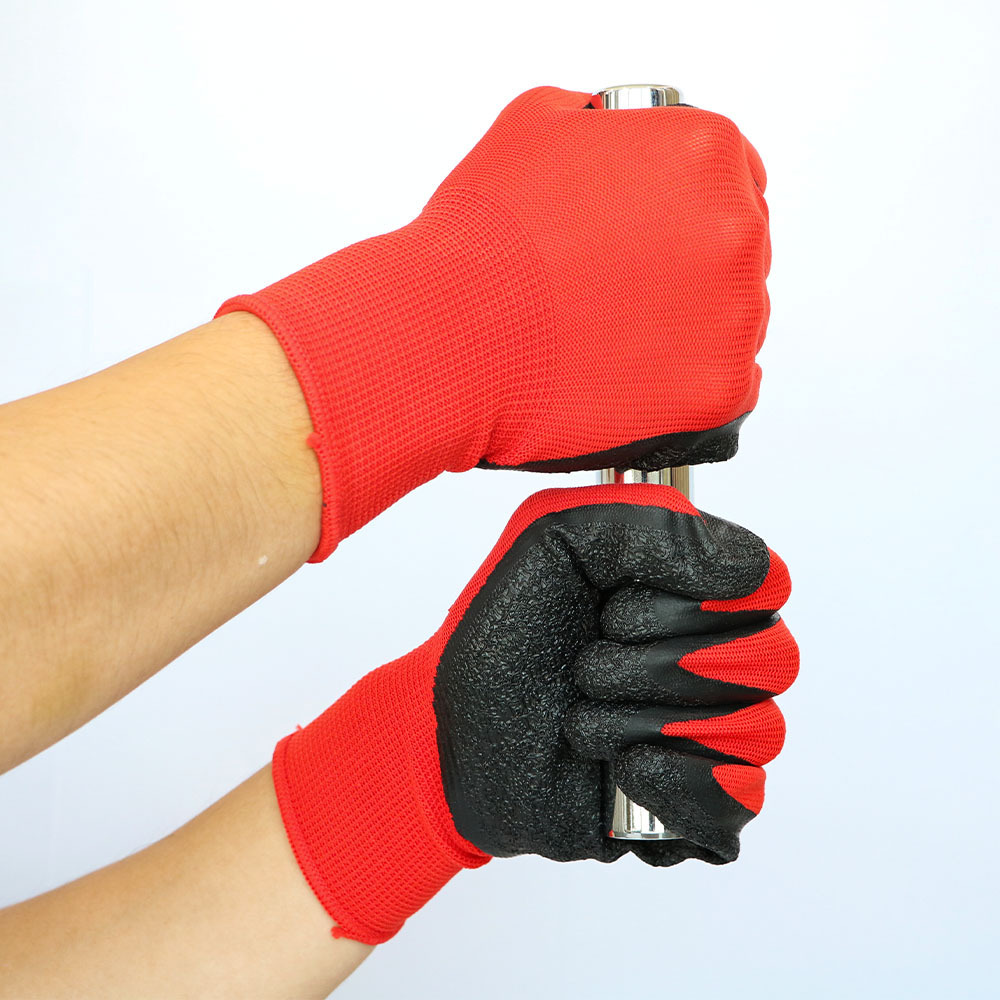 Industrial Wrinkle Latex Coated Gloves and Working Safety Gloves for Worker Factory Supply Wholesale Industrial Latex Work glove