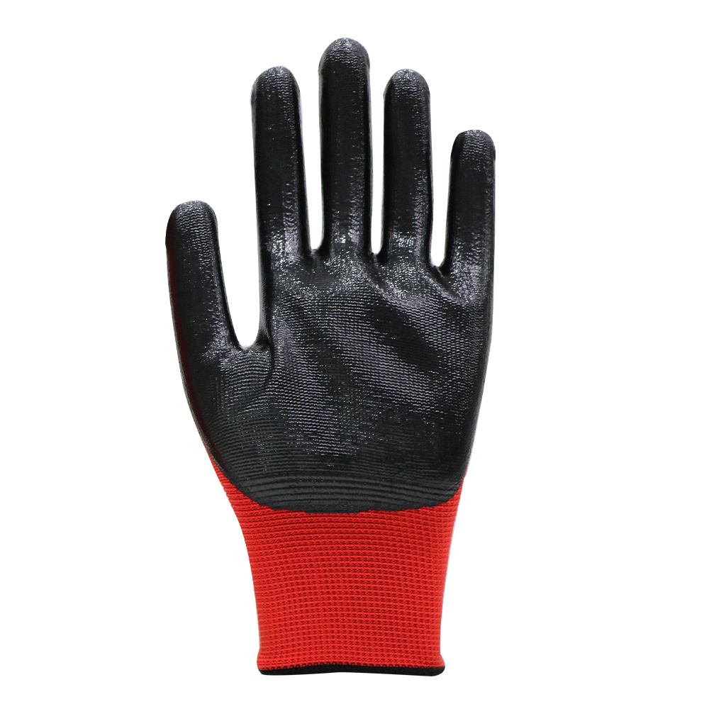 Seamless Knit Nylon Nitrile Work Gloves Auto Repair Oil-proof Glove Nitrile Coated