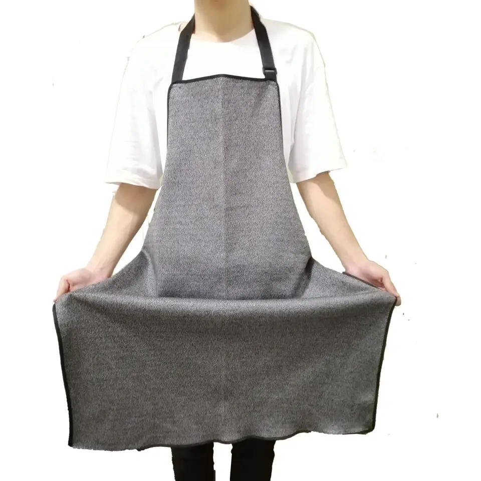 Factory Heavy Duty Working Apron Welder Cut Resistant Knitted Welding Apron For Man A5 Level Glass Industry Aprons