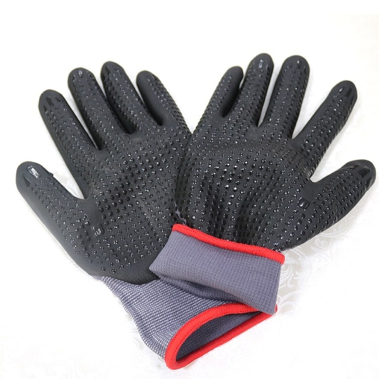 15 Gauge Nylon Spandex Foam Nitrile Coated Glove with Nitrile Dots High Flex Hand Safety Gloves Working Gloves Manufacturer