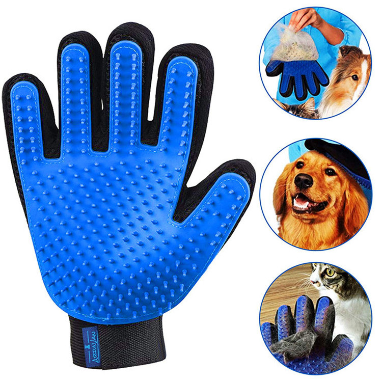 HY Dog Grooming Glove Removes Hair Pet Accessories Cat Brush For Animals With Breathable Hand Back