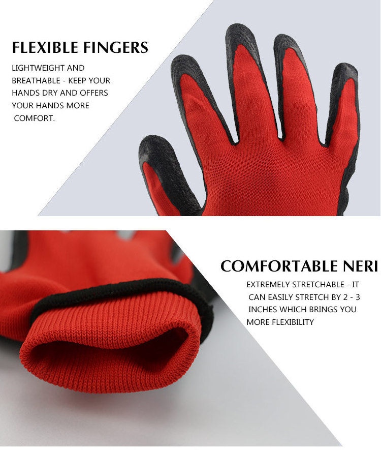 Industrial Wrinkle Latex Coated Gloves and Working Safety Gloves for Worker Factory Supply Wholesale Industrial Latex Work glove