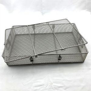 OEM metal wire shelf/Processing custom 304 stainless steel mesh basket industrial equipment cleaning metal disinfection basket