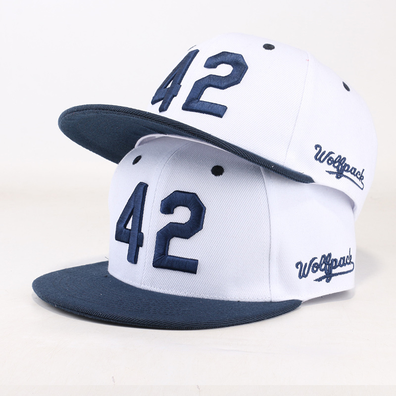 Twill Cotton Flat Brim White Two Tone Adjustable Printed Custom Design Embroidery Team hip-hop Logo Snapback Hats