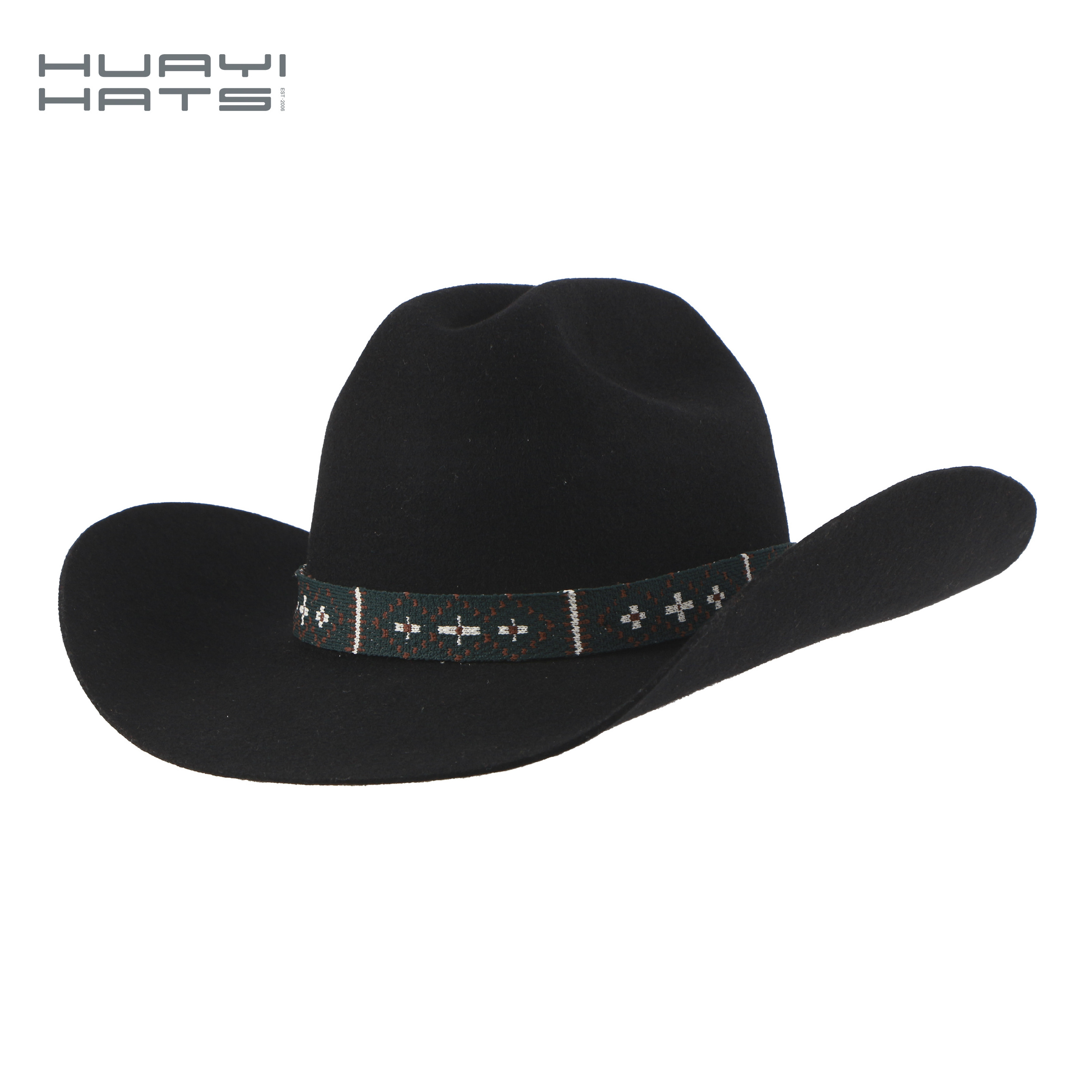 HUAYI  HATS China manufacture design winter western fedora felt cowboy hats for men