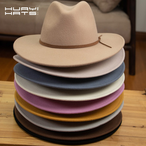 HUAYI HATS  Wholesale Multiple Color Spring Outdoor Fashion Medium Brim 100% Wool Fedora Hats For Women