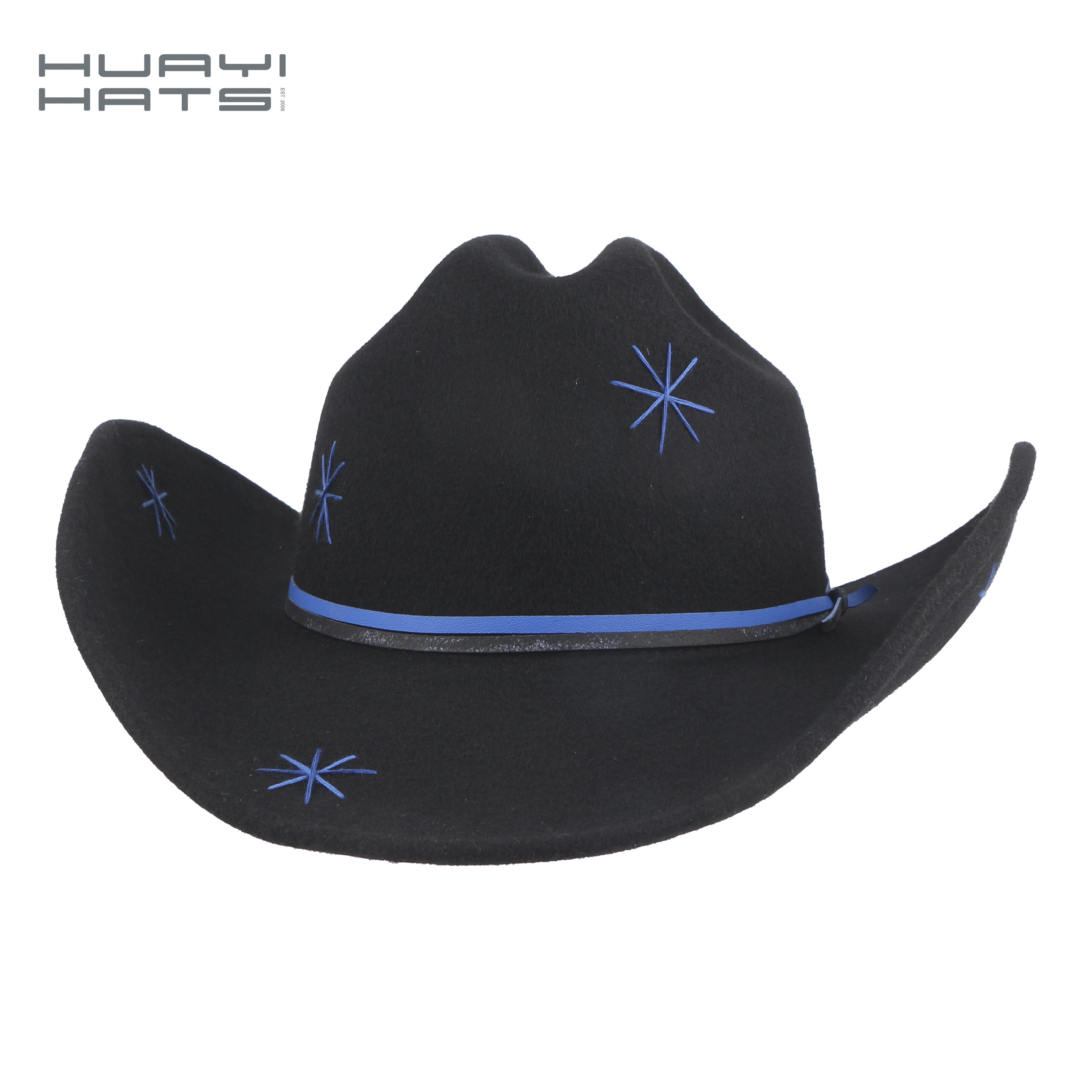 HUAYI  HATS China manufacture design winter western fedora felt cowboy hats for men