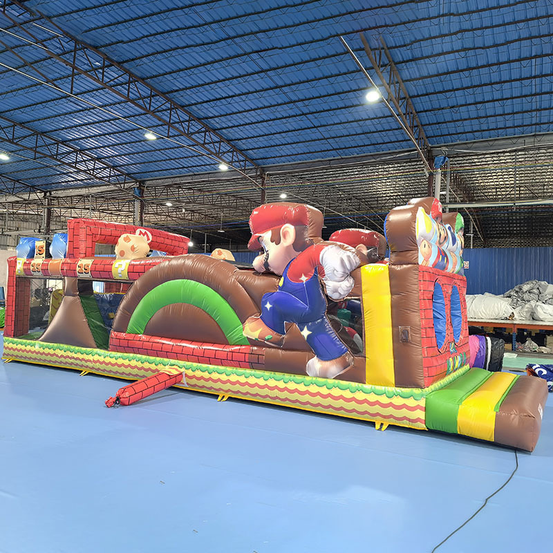 Custom PVC Outdoor Inflatable Fun City Cartoon Theme Bouncer Jumping Super Mario Bouncy Castle With Dry Slide For Sale