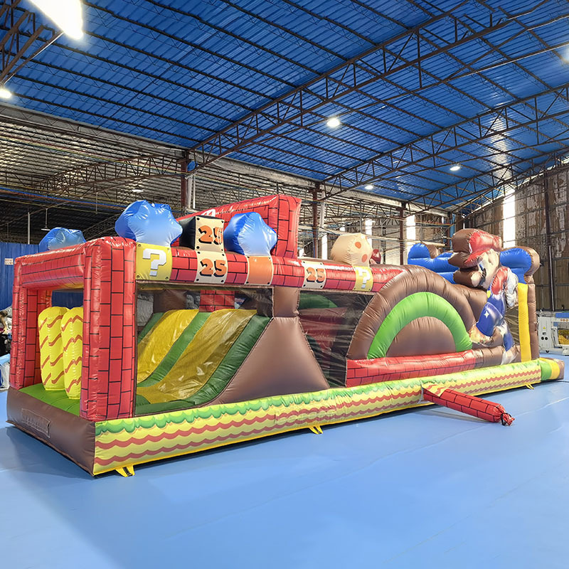 Custom PVC Outdoor Inflatable Fun City Cartoon Theme Bouncer Jumping Super Mario Bouncy Castle With Dry Slide For Sale