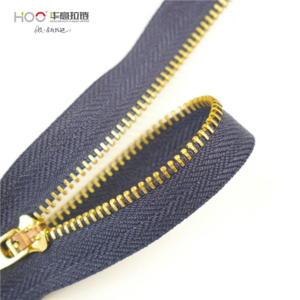 Custom #3 Brass Y Teeth Zipper Sustainable Close-End Metal Zipper for Jeans Shoes Garments Bags