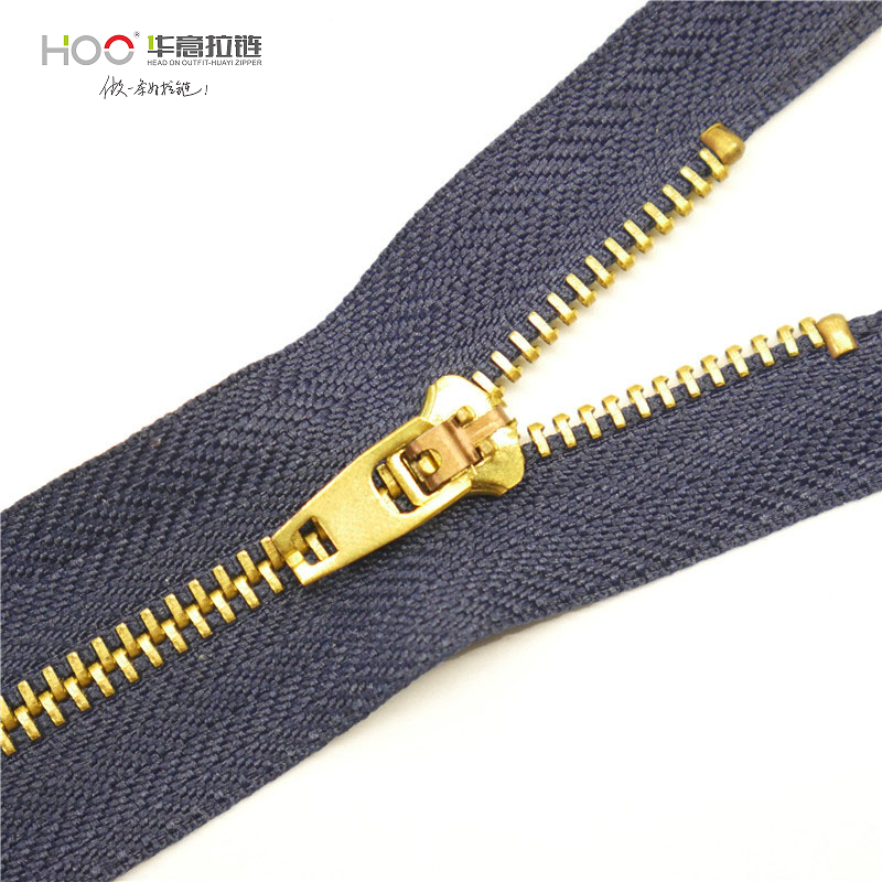 Custom #3 Brass Y Teeth Zipper Sustainable Close-End Metal Zipper for Jeans Shoes Garments Bags