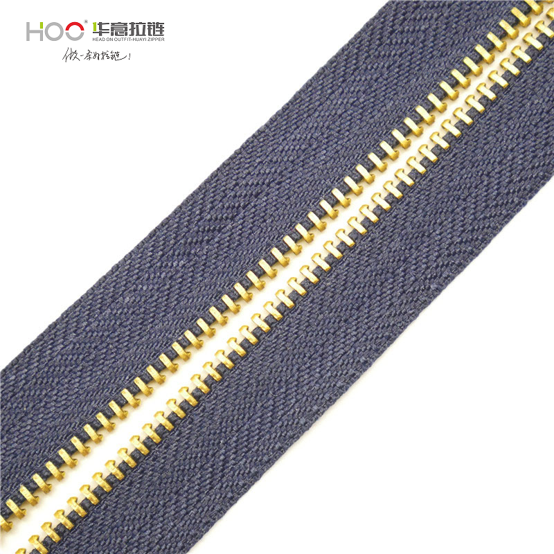 Custom #3 Brass Y Teeth Zipper Sustainable Close-End Metal Zipper for Jeans Shoes Garments Bags