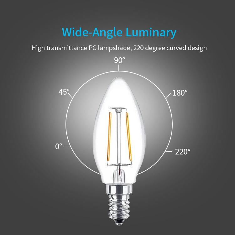 HUAYI Zhongshan Wholesale e27 e14 4 6 Watt Indoor Home Clear Amber Led Light Bulbs Clear Led Filament Bulb