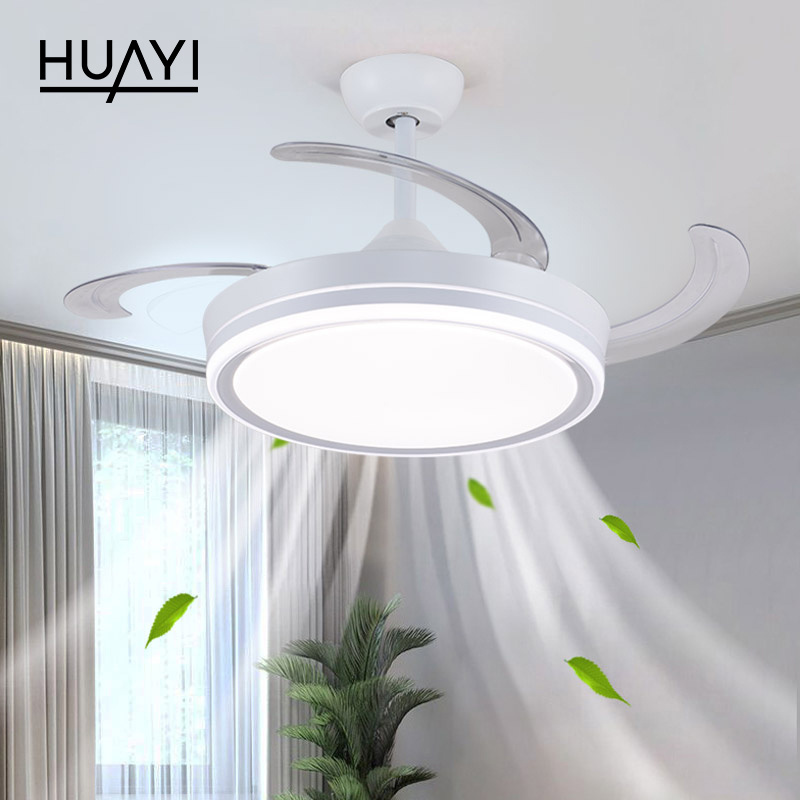 HUAYI New Product 33w Indoor Bedroom Living Room Dining Room LED Chandelier Ceiling Fan With Light