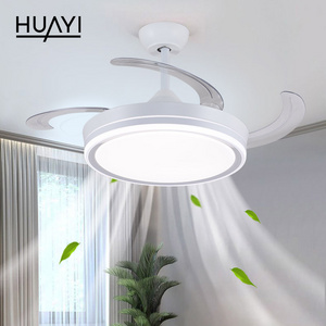 HUAYI New Product 33w Indoor Bedroom Living Room Dining Room LED Chandelier Ceiling Fan With Light