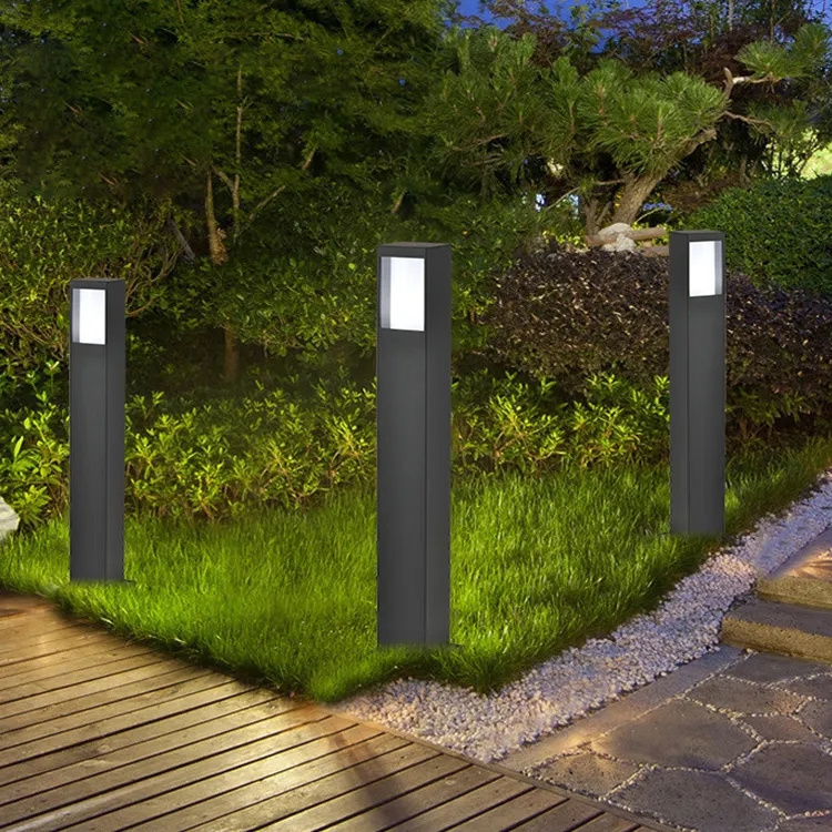 HUAYI Cheap Price Aluminum E26 E27 IP54 Waterproof 60w Lawn Pillar Light Outdoor Garden Lamp