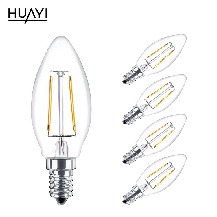 HUAYI New Design Wholesale e27 e14 Indoor Home Clear Amber Led Light Bulbs Clear Led Filament Bulb