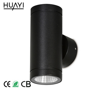 HUAYI Black Round Wall Light Modern Outdoor Up Down 40W IP65 Waterproof Wall Mounted LED Lighting