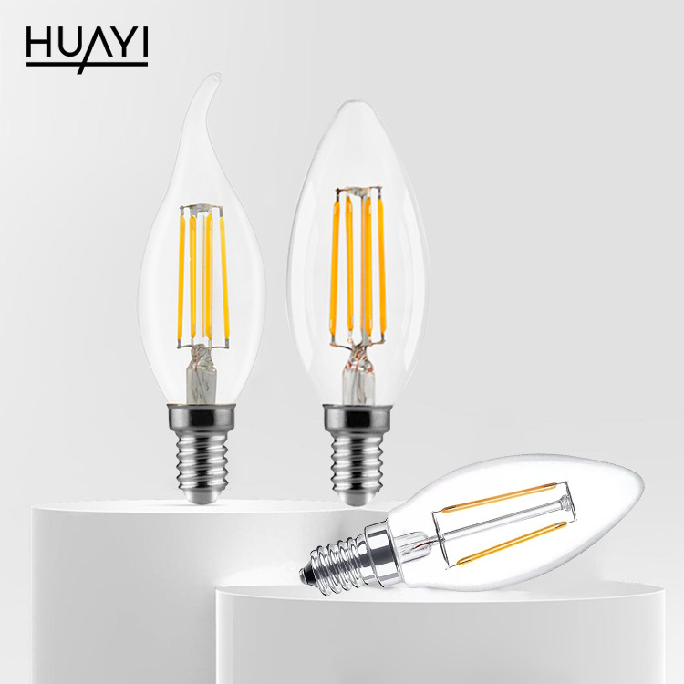 HUAYI New Design Wholesale e27 e14 Indoor Home Clear Amber Led Light Bulbs Clear Led Filament Bulb