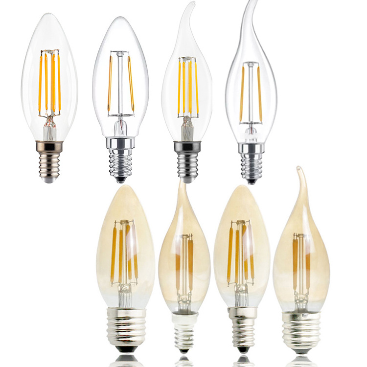 HUAYI New Design Wholesale e27 e14 Indoor Home Clear Amber Led Light Bulbs Clear Led Filament Bulb