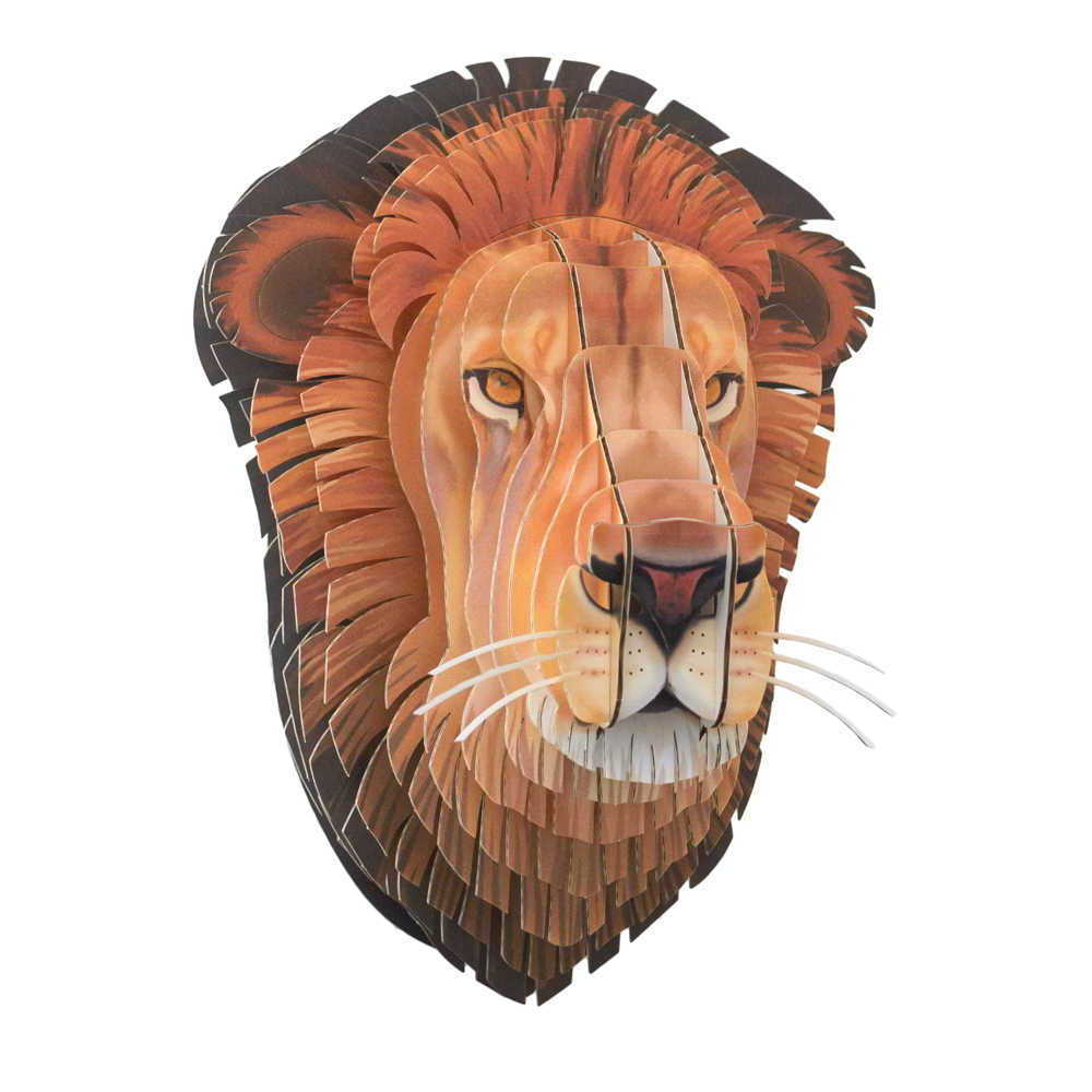 DIY Puzzle ornaments paper craft Lifelike Cardboard Lion Head