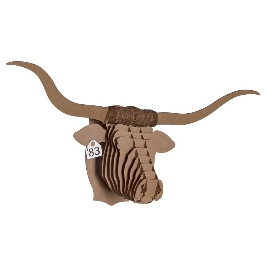 DIY Puzzle ornaments paper craft Cardboard Safari Recycled Cardboard Animal Taxidermy Longhorn Trophy Head