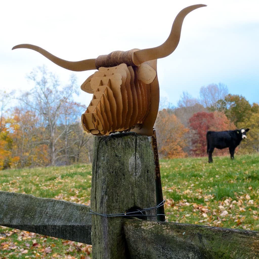 DIY Puzzle ornaments paper craft Cardboard Safari Recycled Cardboard Animal Taxidermy Longhorn Trophy Head