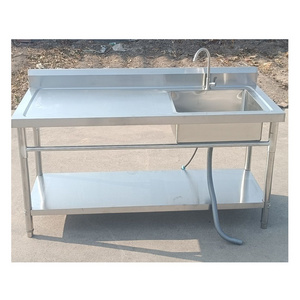 Commercial sink table various size workbench panel table stainless steel sink table