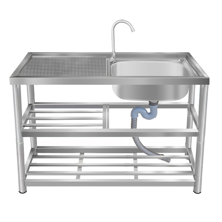 Commercial sink table various size workbench panel table stainless steel sink table