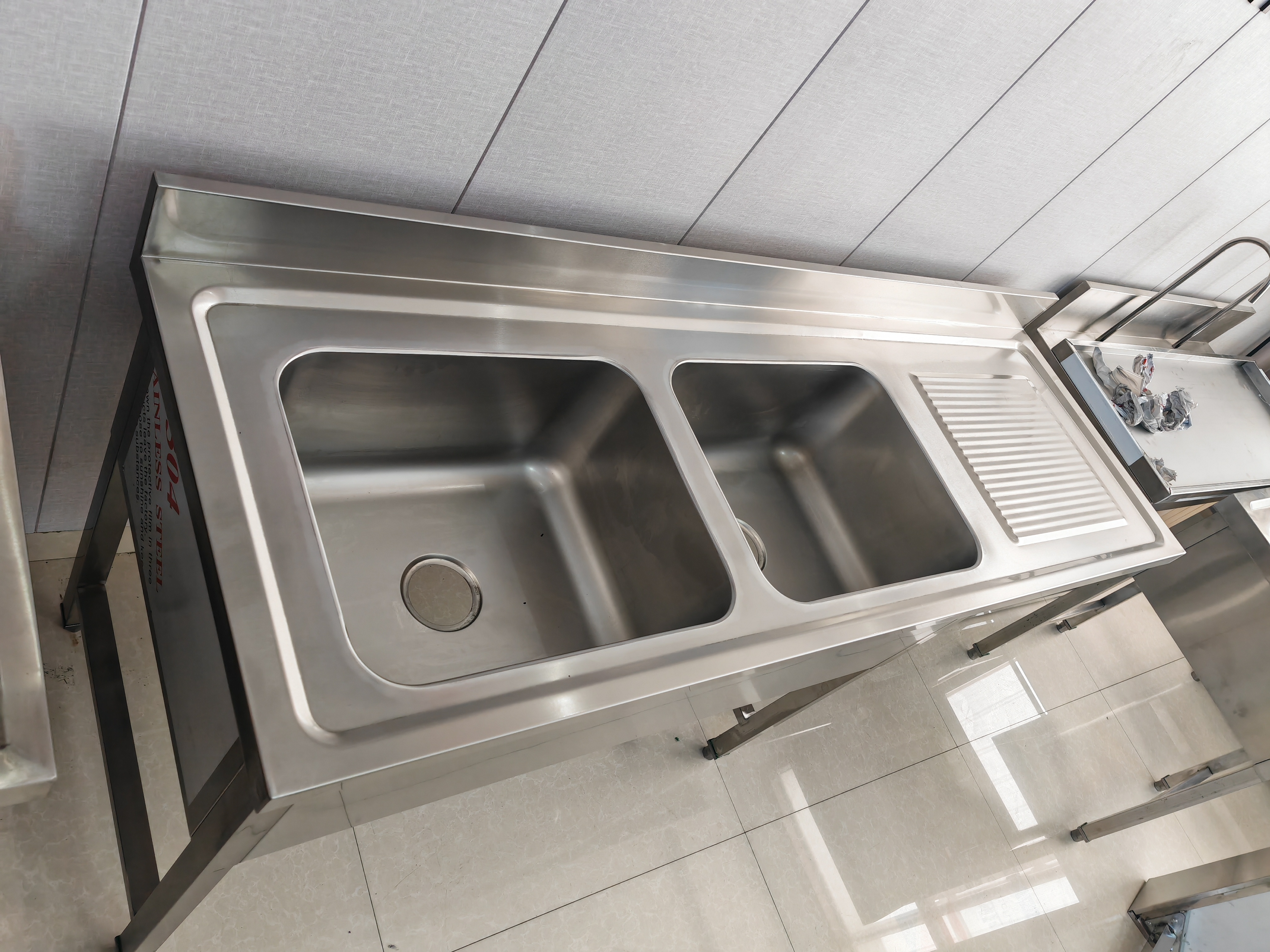 european style double drainboard kitchen sinks  stainless steel commercial kitchen