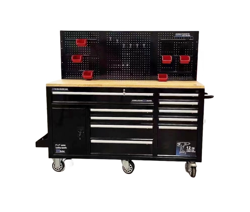 Heavy duty 62-Inch Roller Metal Tool Chest  garage storage box with 10 Double Ball Bearing Slides Drawers