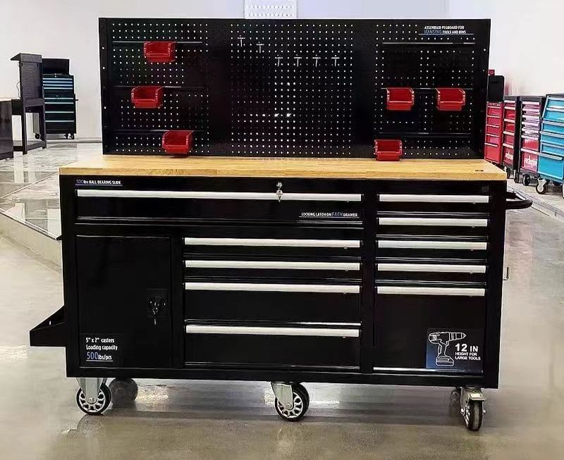 Heavy duty 62-Inch Roller Metal Tool Chest  garage storage box with 10 Double Ball Bearing Slides Drawers