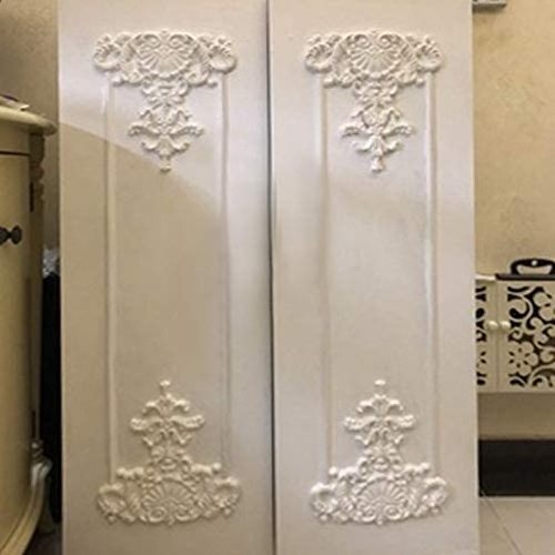 Unpainted Carved Wooden Onlay Wood Applique Furniture Decals for Home Wall Door Cabinet Decoration 11.42 x 6.30 x 0.47 inches