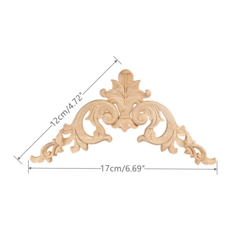 Wood Applique Onlay Unpainted Wood Carved Corner Decals Retro Embellishments for Door Cabinet Bed Wall Mirror Wardrobe Cupboard