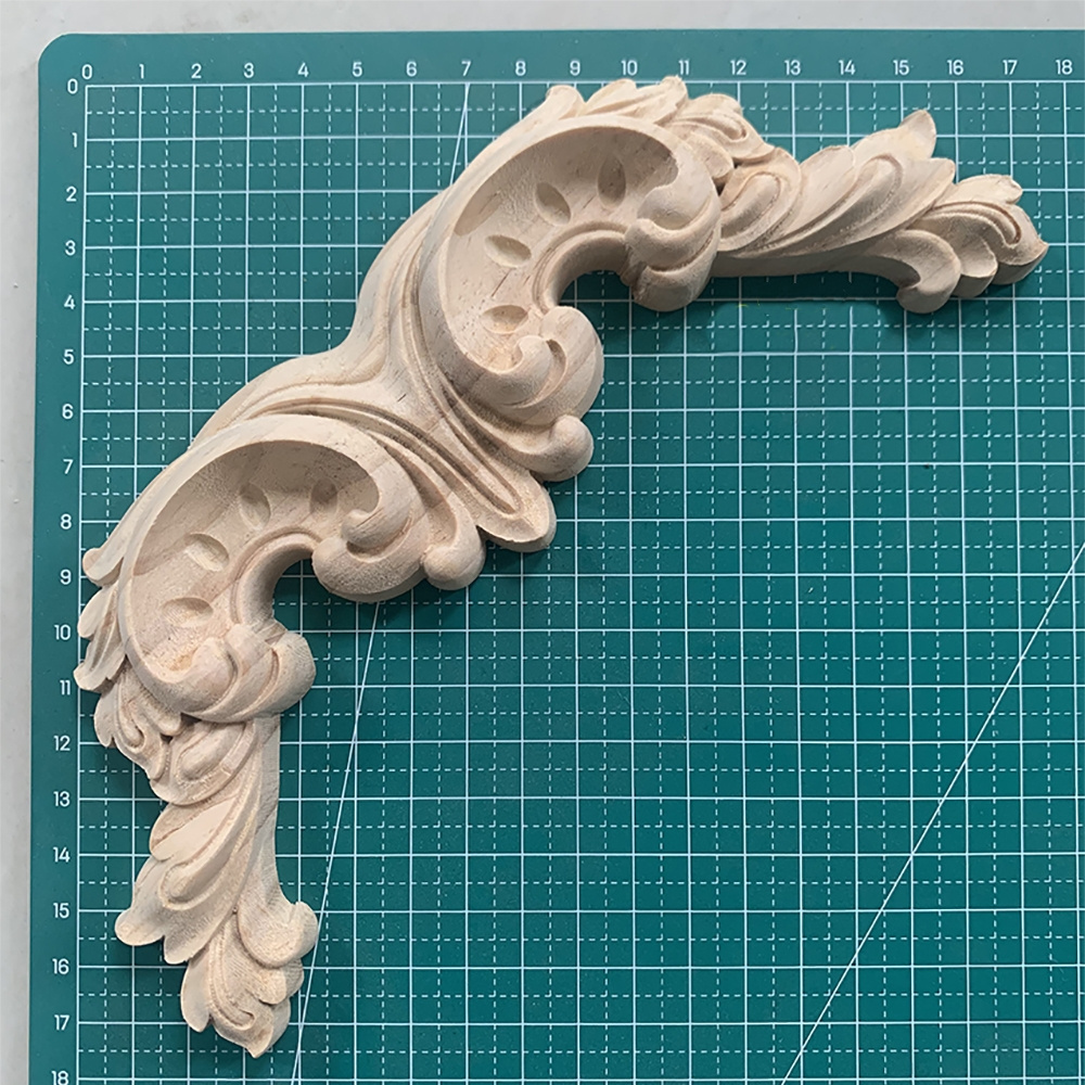 Wood Appliques Onlays corner wooden moldings Decal for Cabinet Bed Wall Ceiling Frame Corner Decoration Wood Onlay