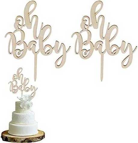 Wooden OH Baby Cake Topper Baby Shower Cake Topper Wooden Birthday Cake Decoration Party Supplies