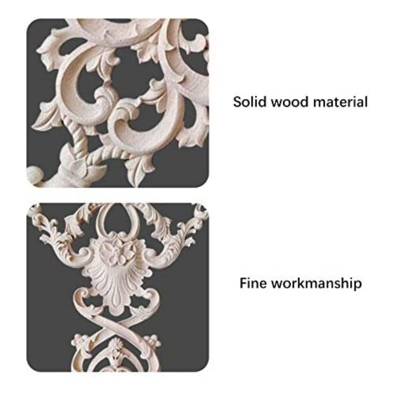 Unpainted Carved Wooden Onlay Wood Applique Furniture Decals for Home Wall Door Cabinet Decoration 11.42 x 6.30 x 0.47 inches