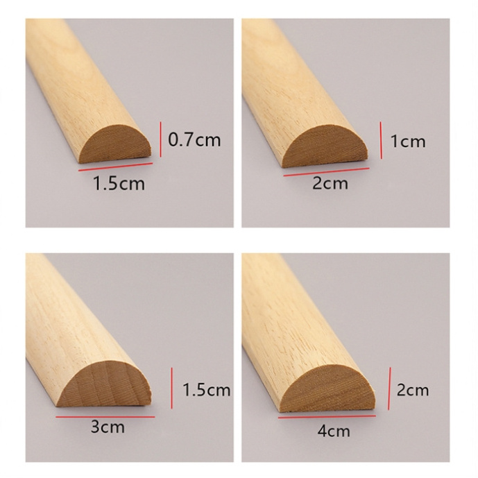 Chinese Recon Wood Semicircle moulding Decorative baseboard crown cornice Moulding for Furniture Clothes Book Cabinet Decoration