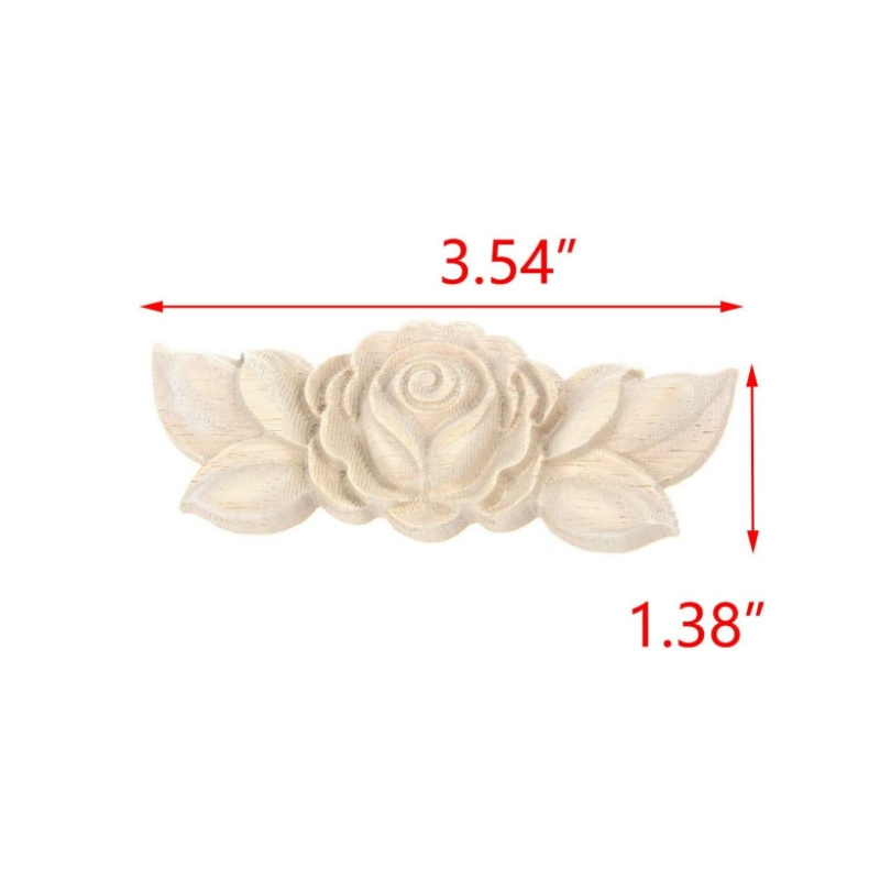 Wood Carved Appliques Furniture Onlay Unpainted Corner Applique 3.54