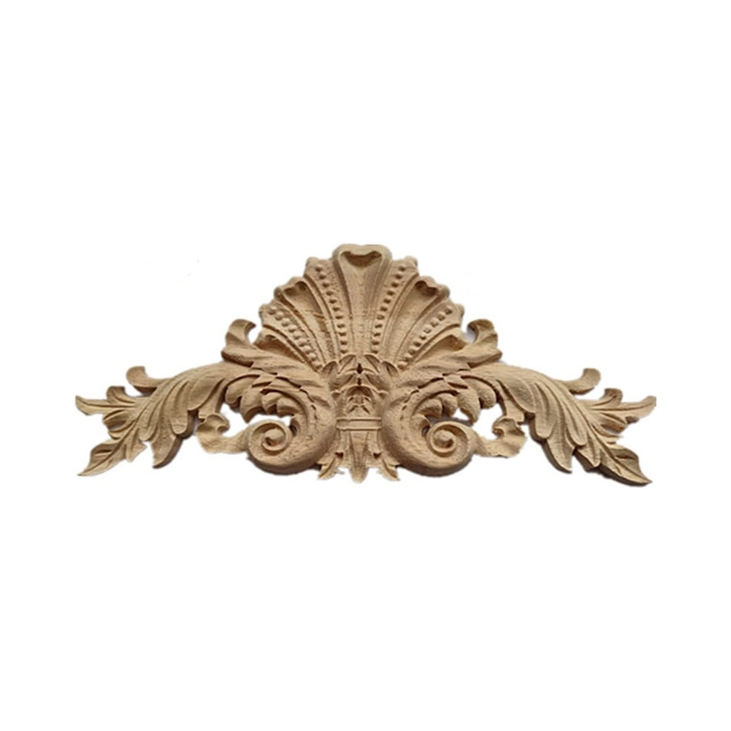 Wooden Carved Onlay Appliques Wood Carving Decal Unpainted Furniture Bed Door Cabinet Decor(13,30x14cm/11.81x5.52inch)