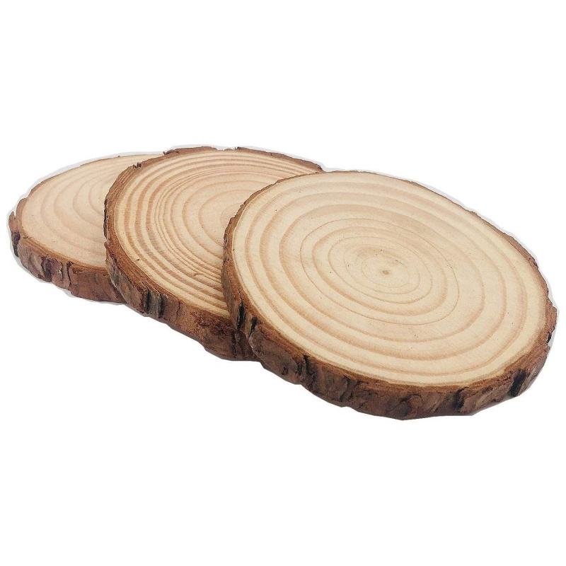 Natural Wood Slices 3.5-4 inch Craft Wooden kit Circles Christmas Ornaments DIY Crafts with Bark for Wedding Decoration